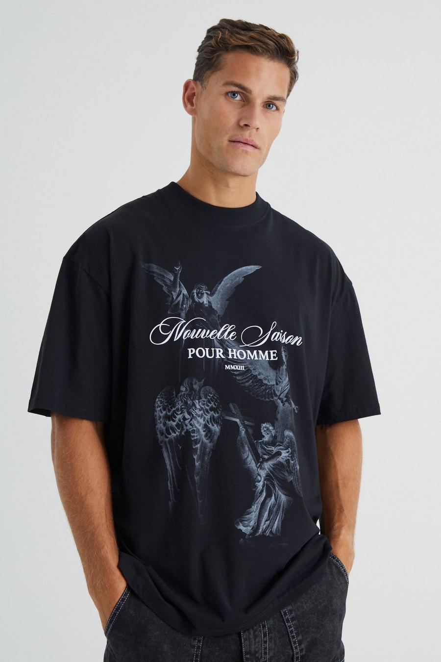 Black Tall Oversized Extended Neck Renaissance T-shirt