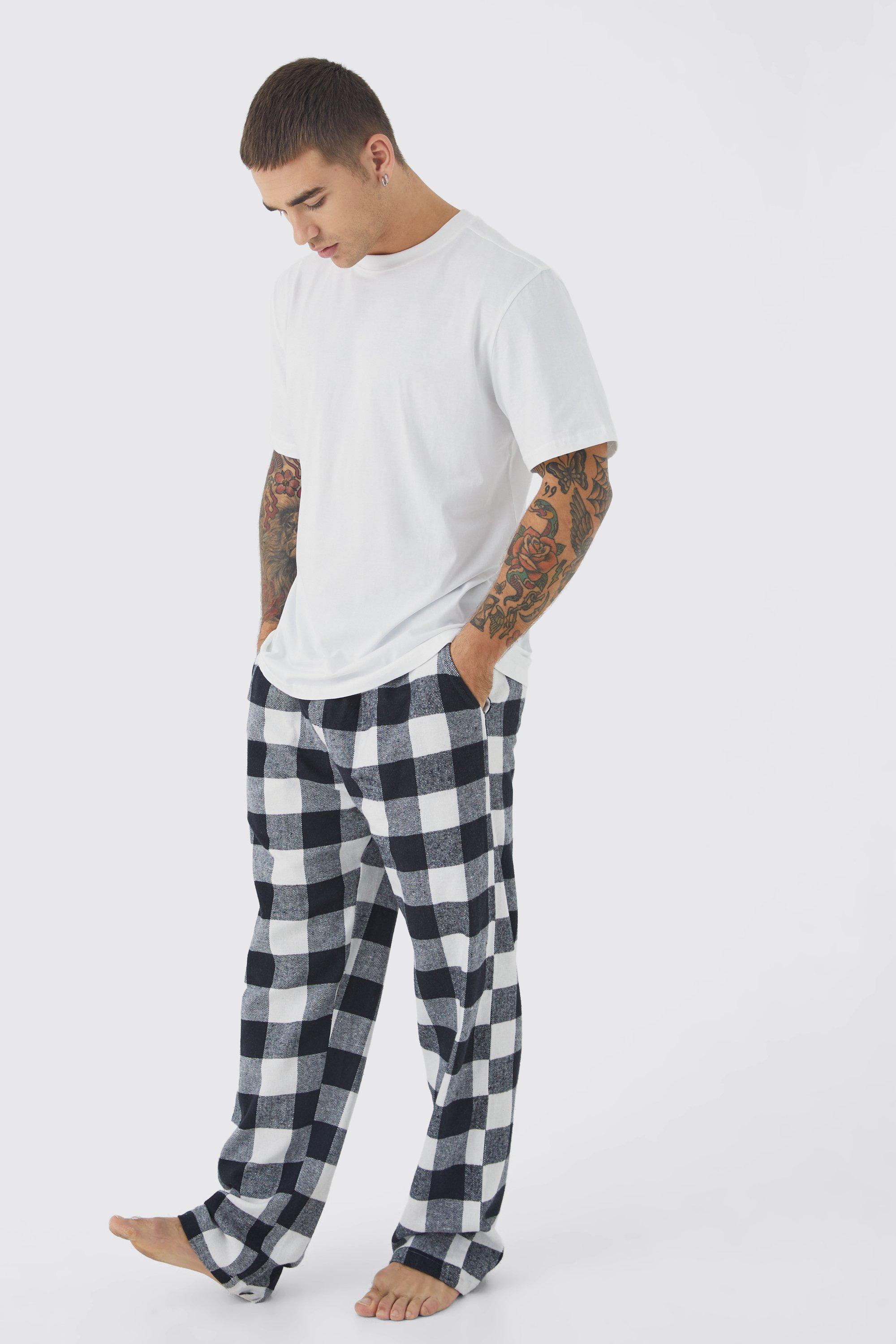 Woven Check Pyjama Bottoms And T shirt Set