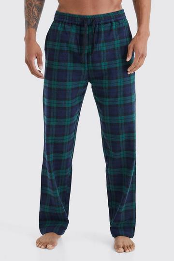 Green Woven Check Loungewear Pants