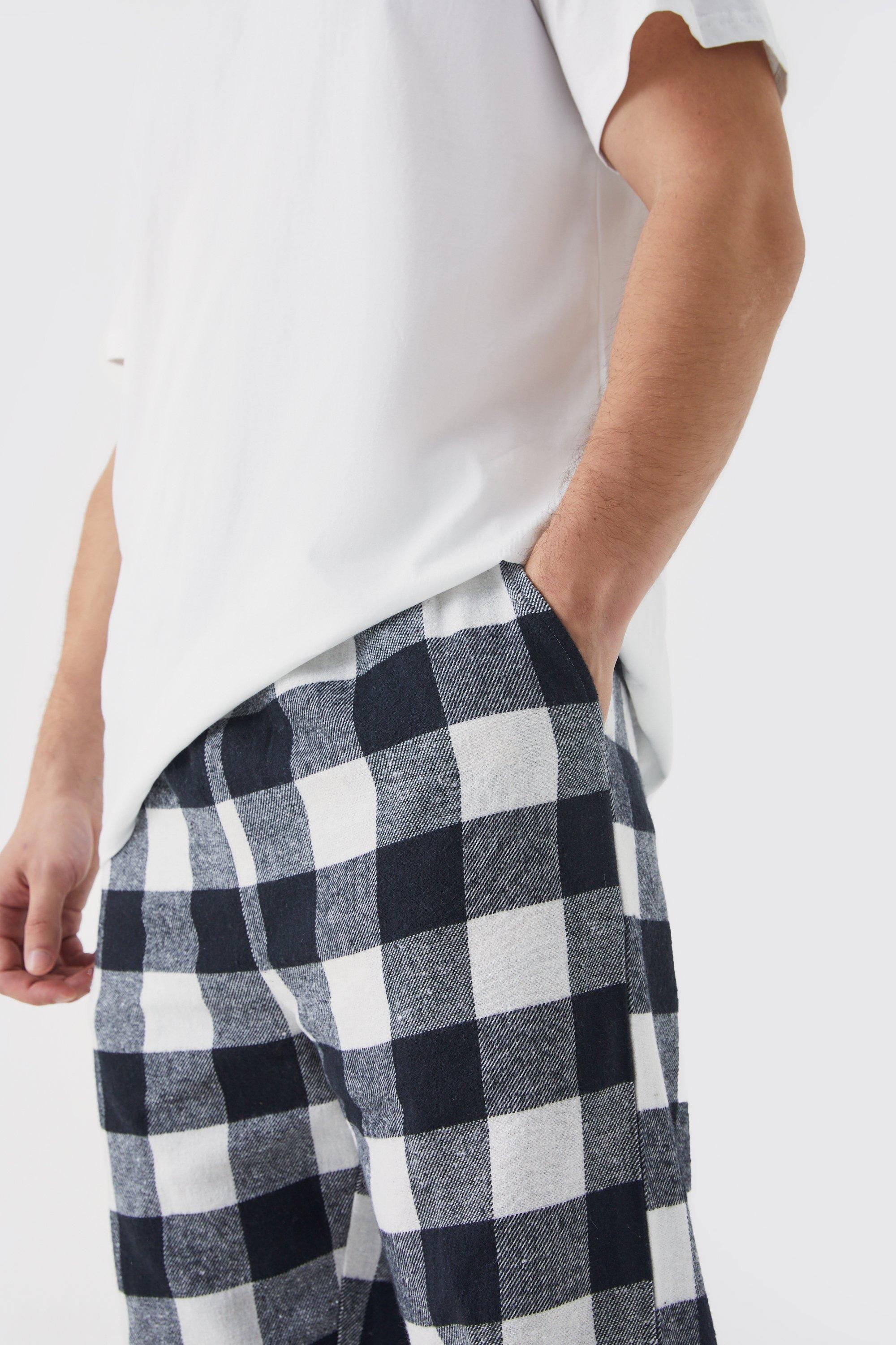 Tall Check Pyjama Bottoms And T shirt Set boohoo CA