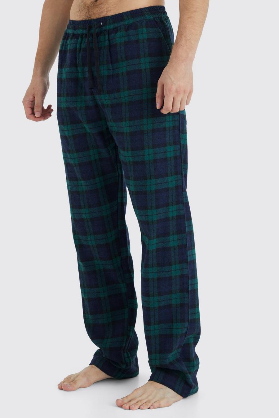 Green grön Tall Woven Check Loungewear Pants