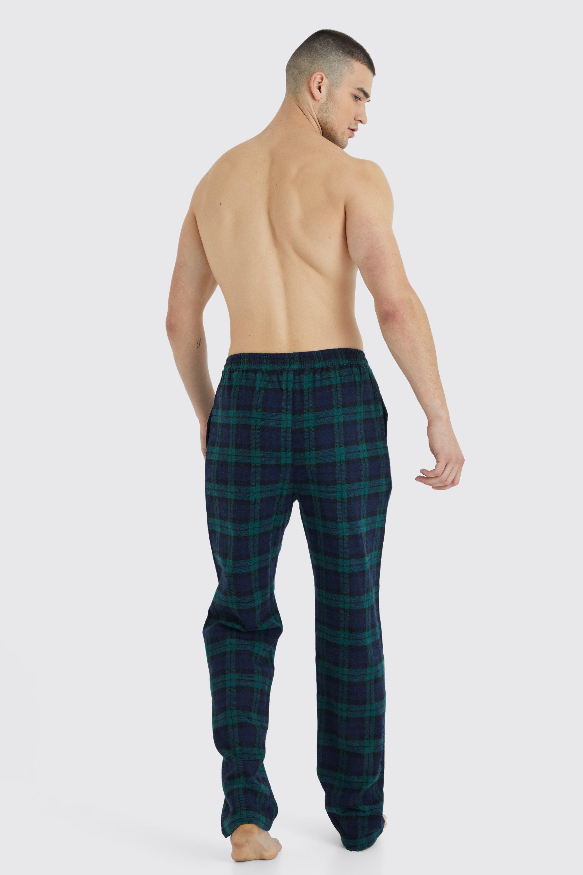 Men s Tall Woven Check Loungewear Pants Boohoo UK