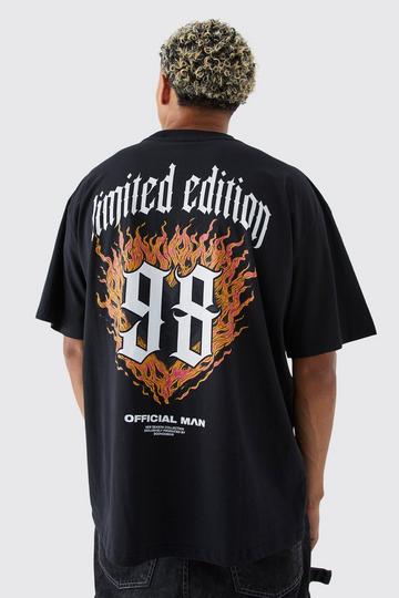 Tall Oversized Limited Edition Flames T-shirt black