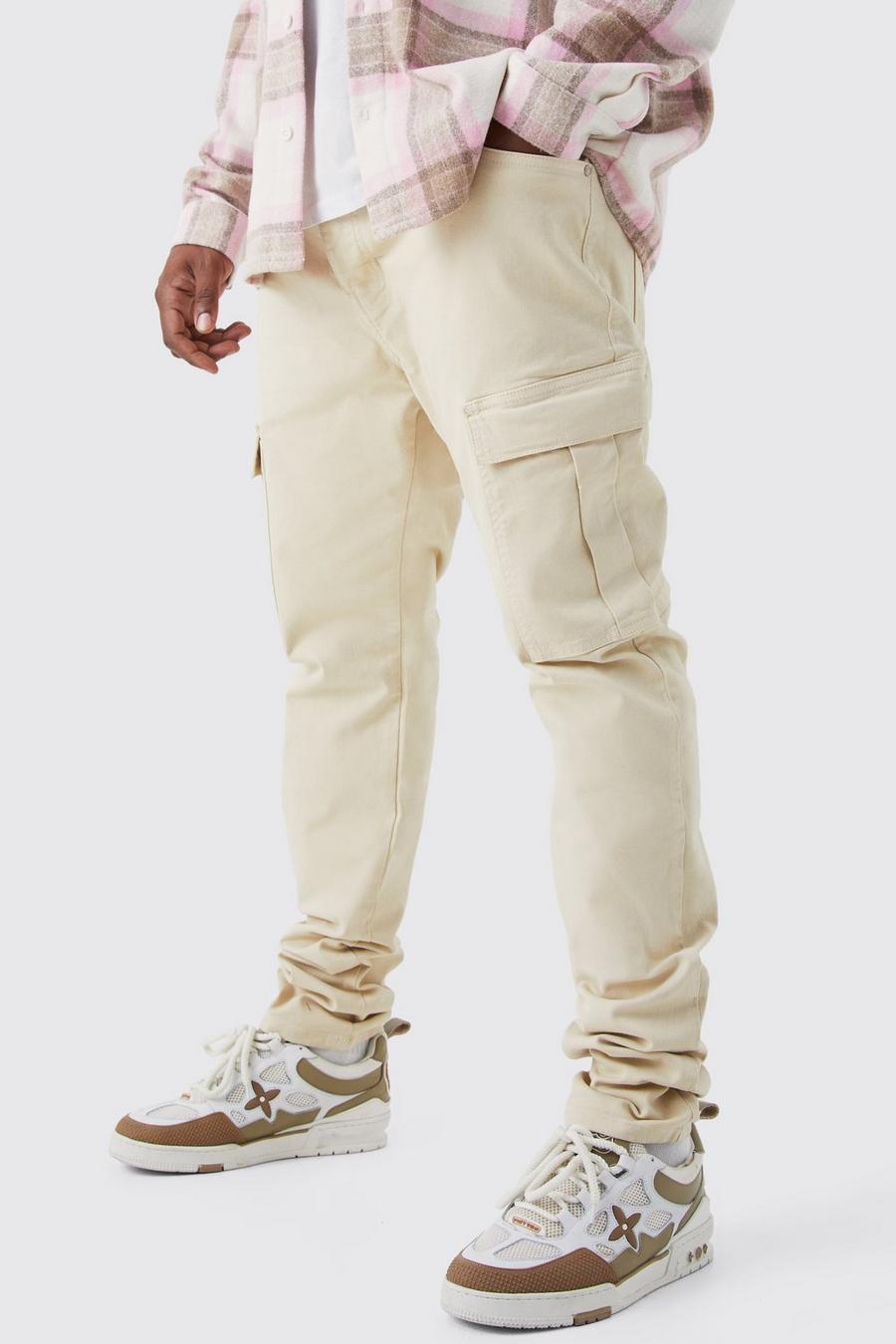 Stone Plus Fixed Waist Skinny Stacked Cargo Trouser image number 1