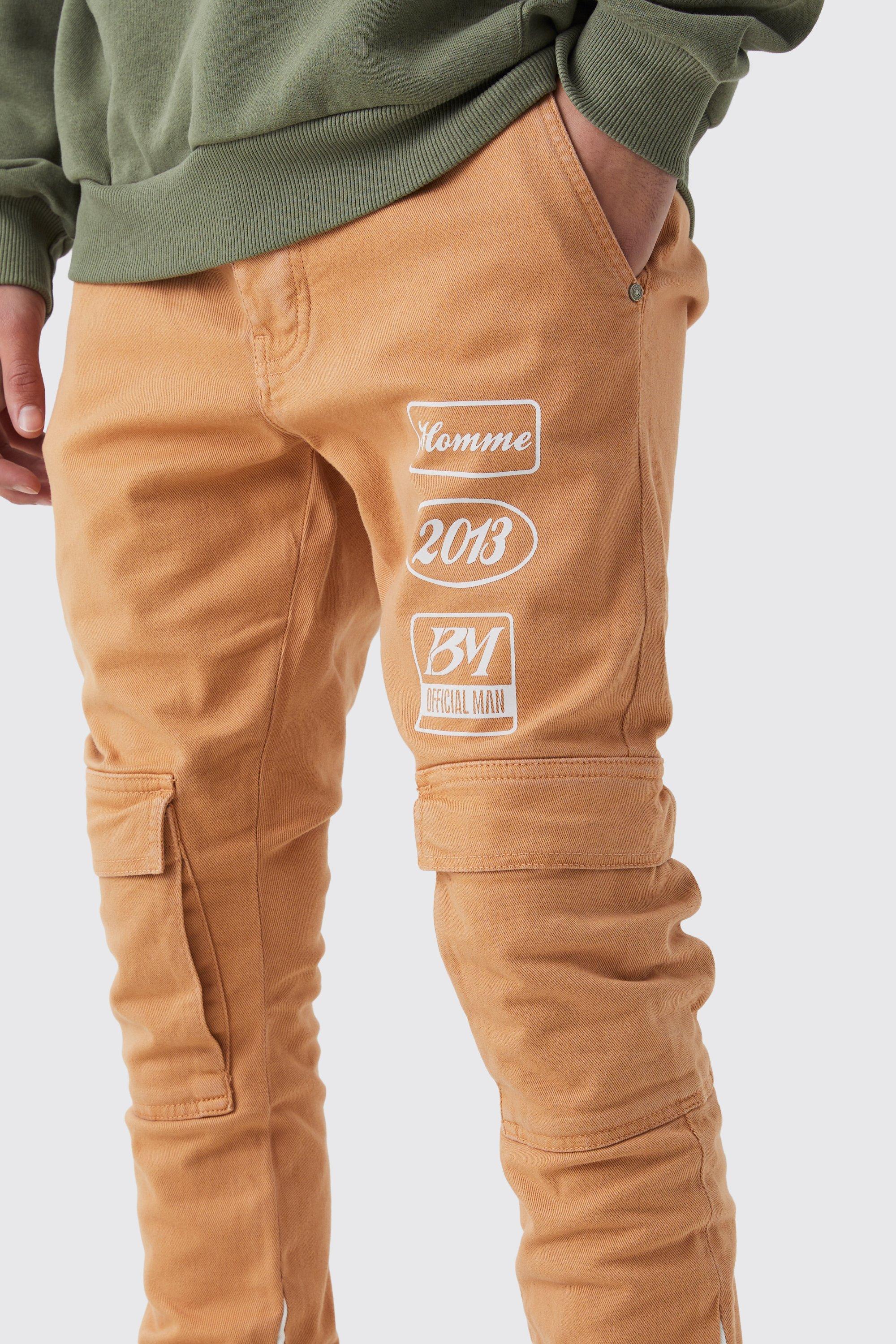 Pantaloni Cargo da moto Tall a zampa Skinny Fit con vita fissa e