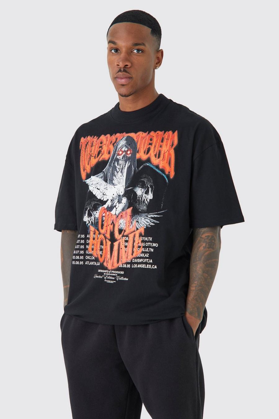 Black Tall Oversized Grim Reeper Worldwide T-shirt