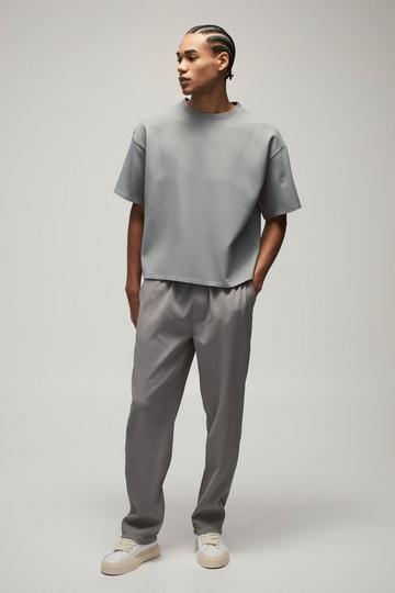 Pleated Oversized Boxy T-shirt & Trouser Set charcoal