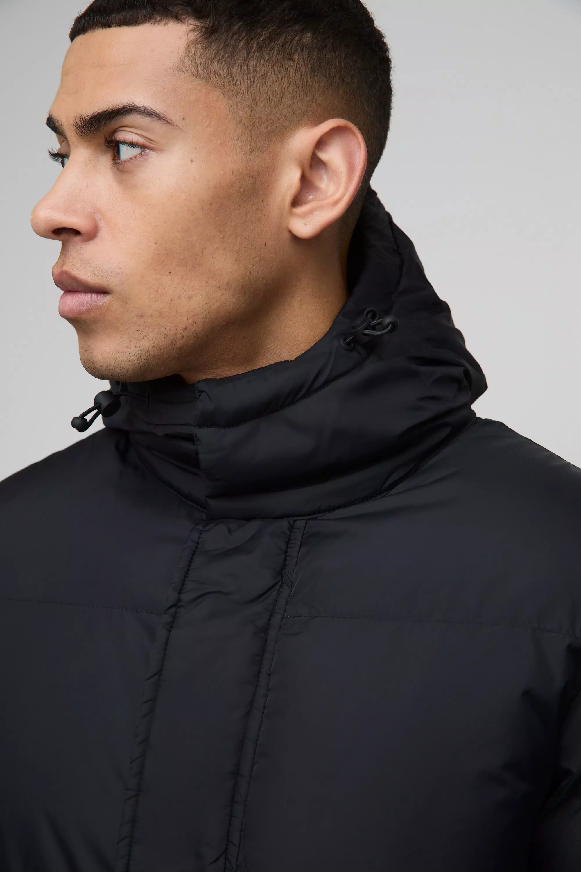 Black mid 2025 length puffer jacket