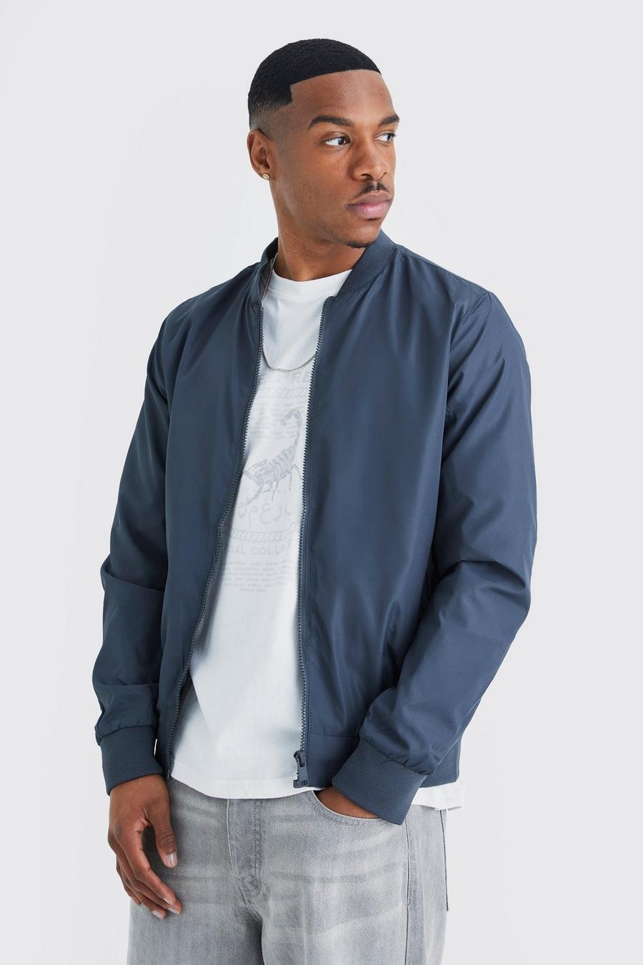 Giacca Bomber Basic in nylon, Charcoal image number 1