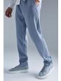 Grey Plisserade byxor i slim fit med elastiskt midjeband