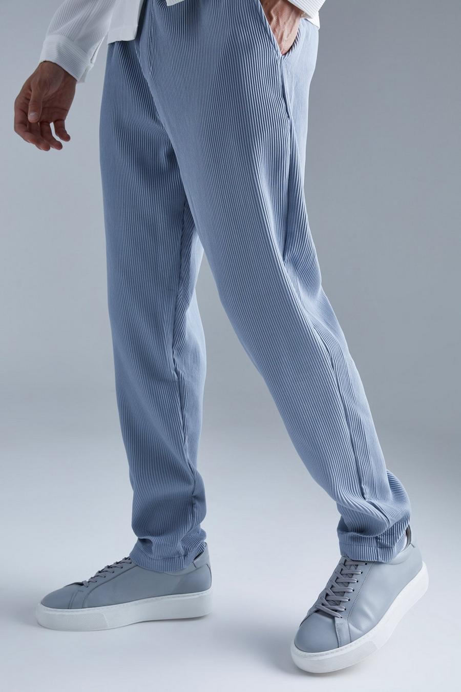 Grey Pleated Slim Elasticated Waistband Trouser image number 1