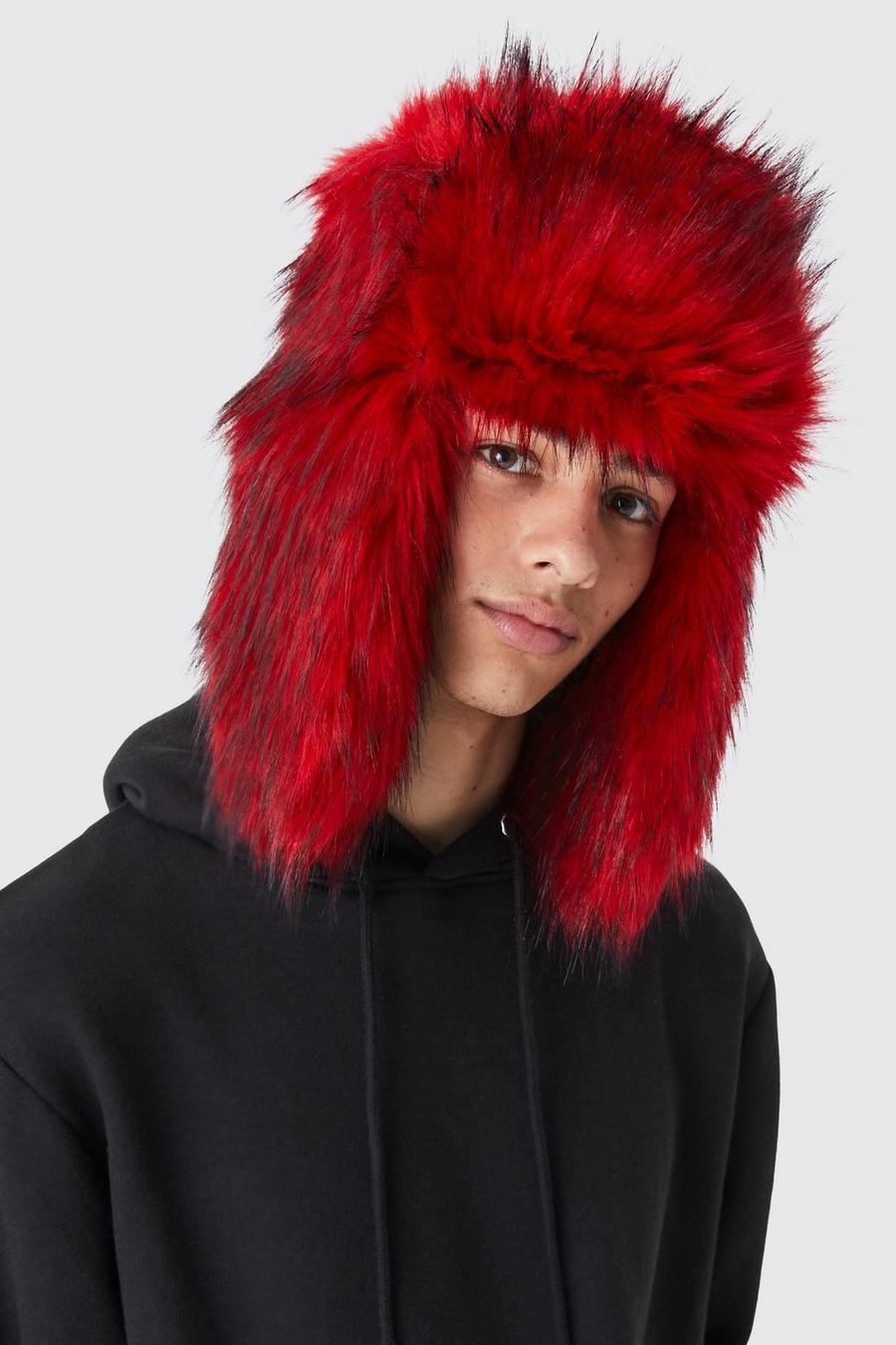 Red Faux Fur Trapper Hat image number 1