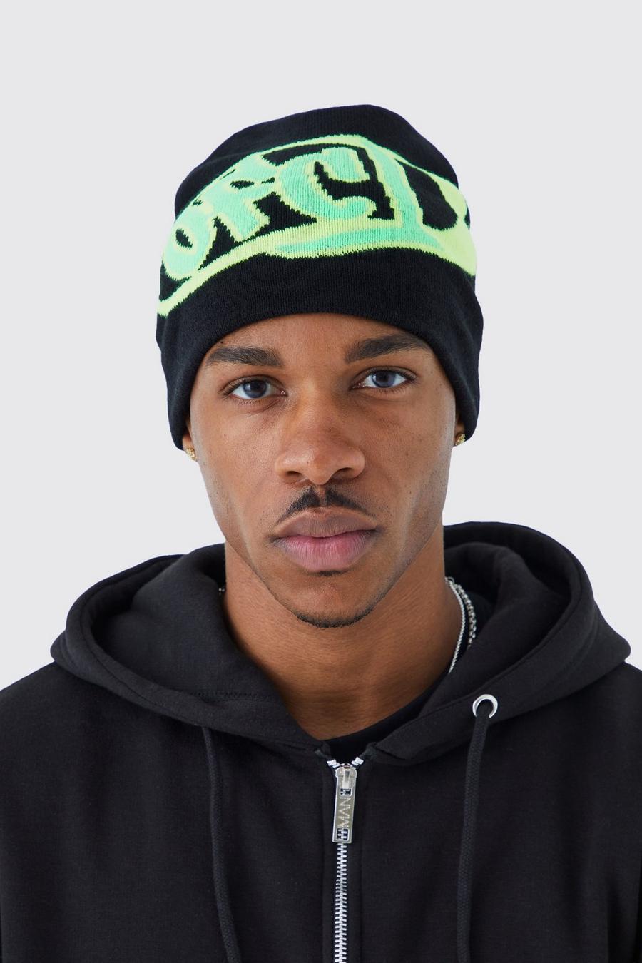 Black Ofcl Logo Intarsia Knit Beanie image number 1