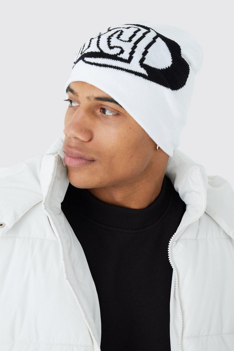 White Ofcl Logo Intarsia Knit Beanie image number 1