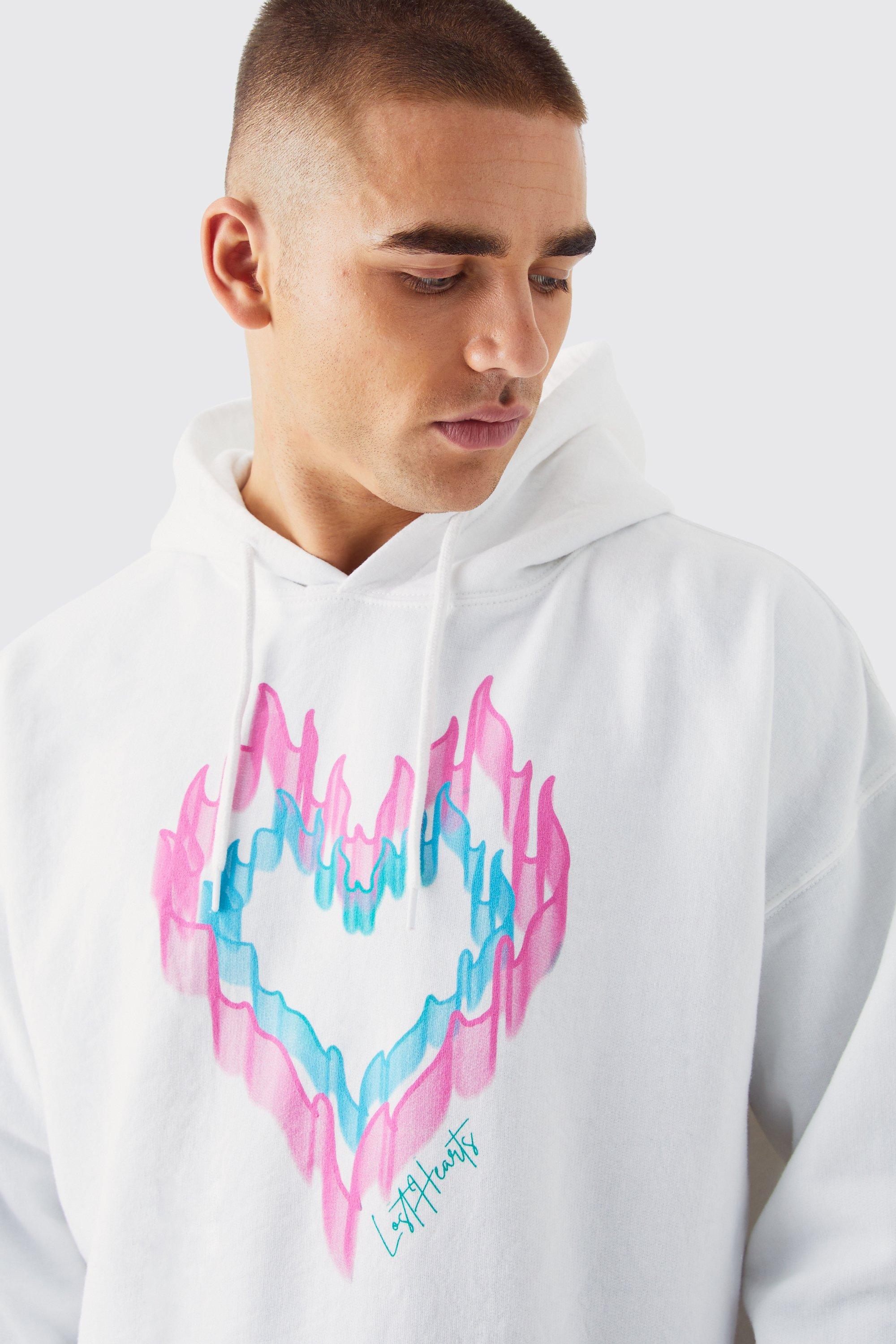 Pink and store blue heart hoodie