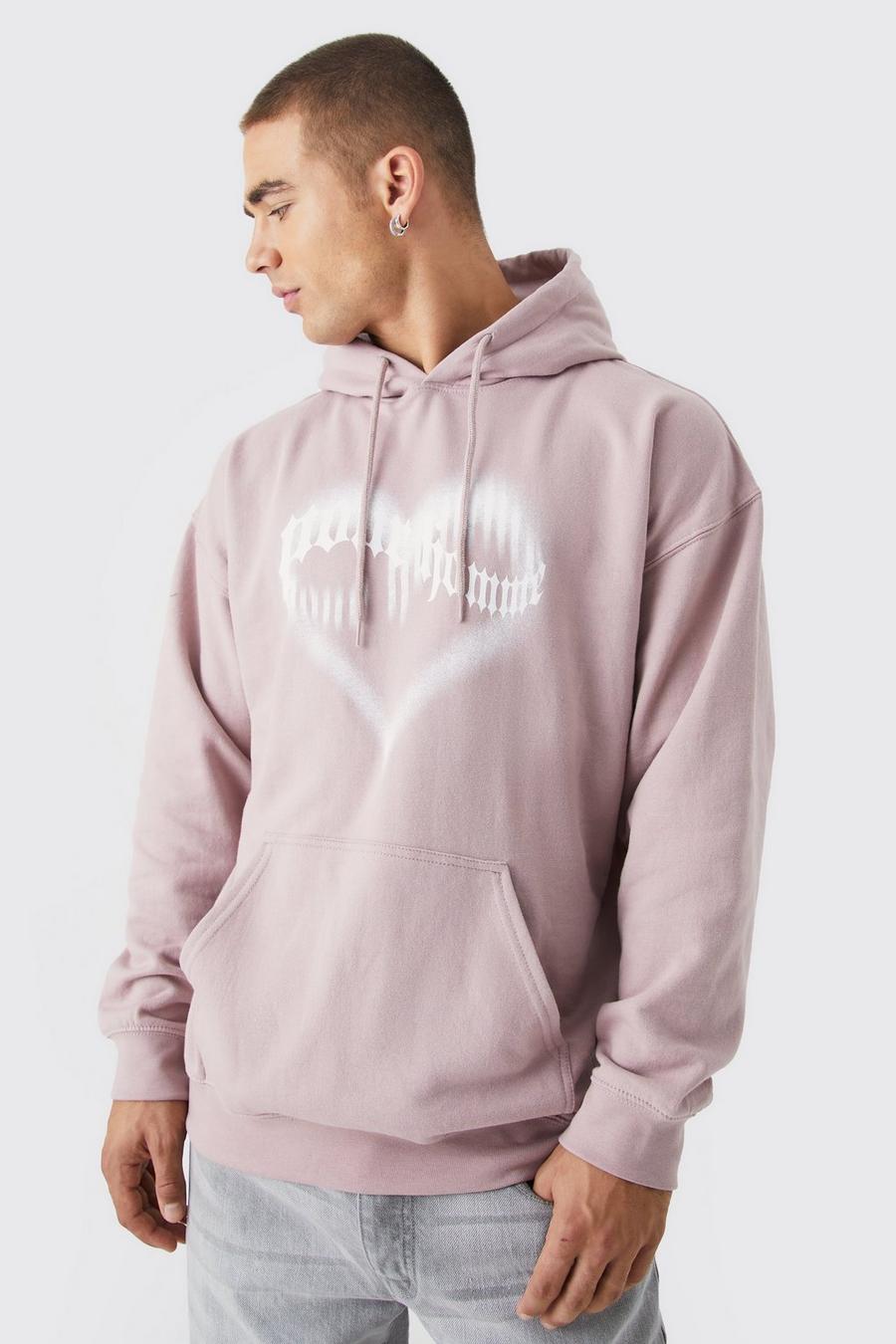 Mink beige Pour Homme Heart Graphic Hoodie