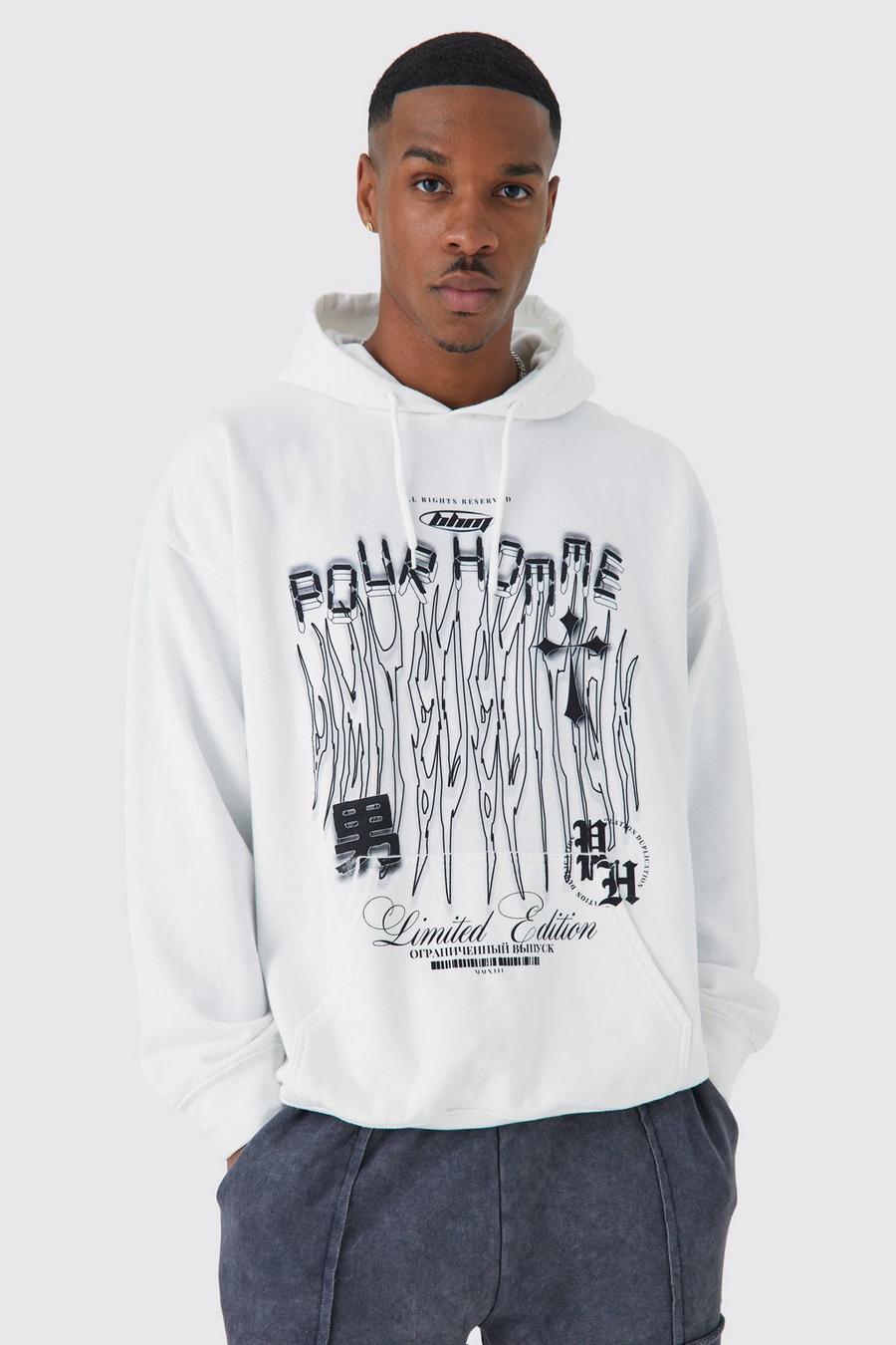 White Pour Homme Graphic Skull Hoodie