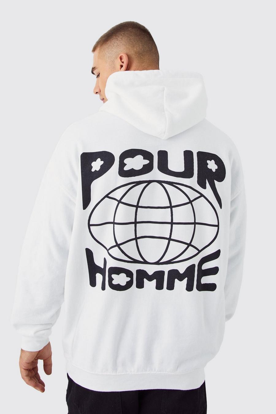 White Pour Homme Graphic Hoodie