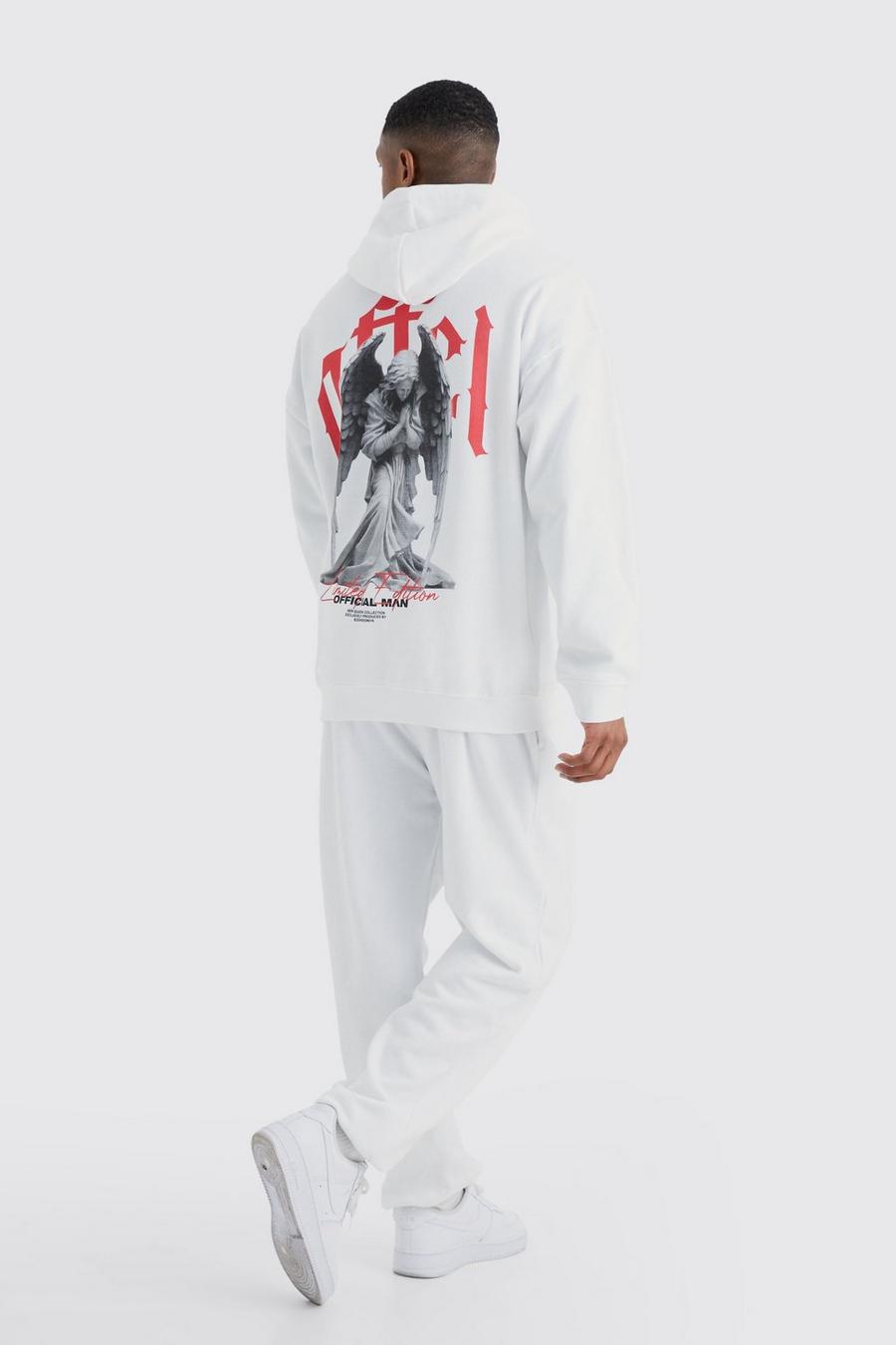 White blanc Official Angel Graphic Hooded Tracksuit