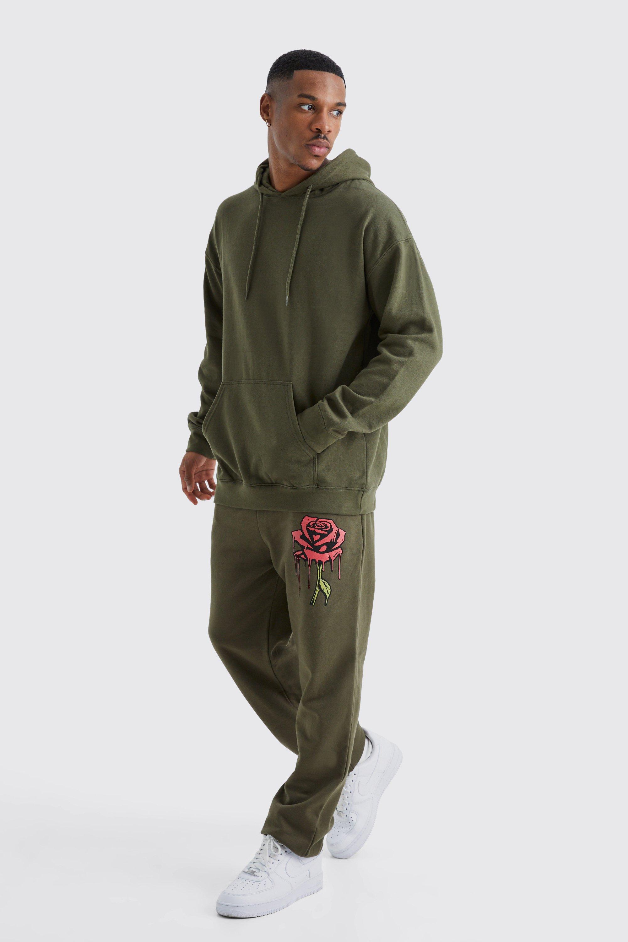 Rose Drip Graphic Hooded Tracksuit