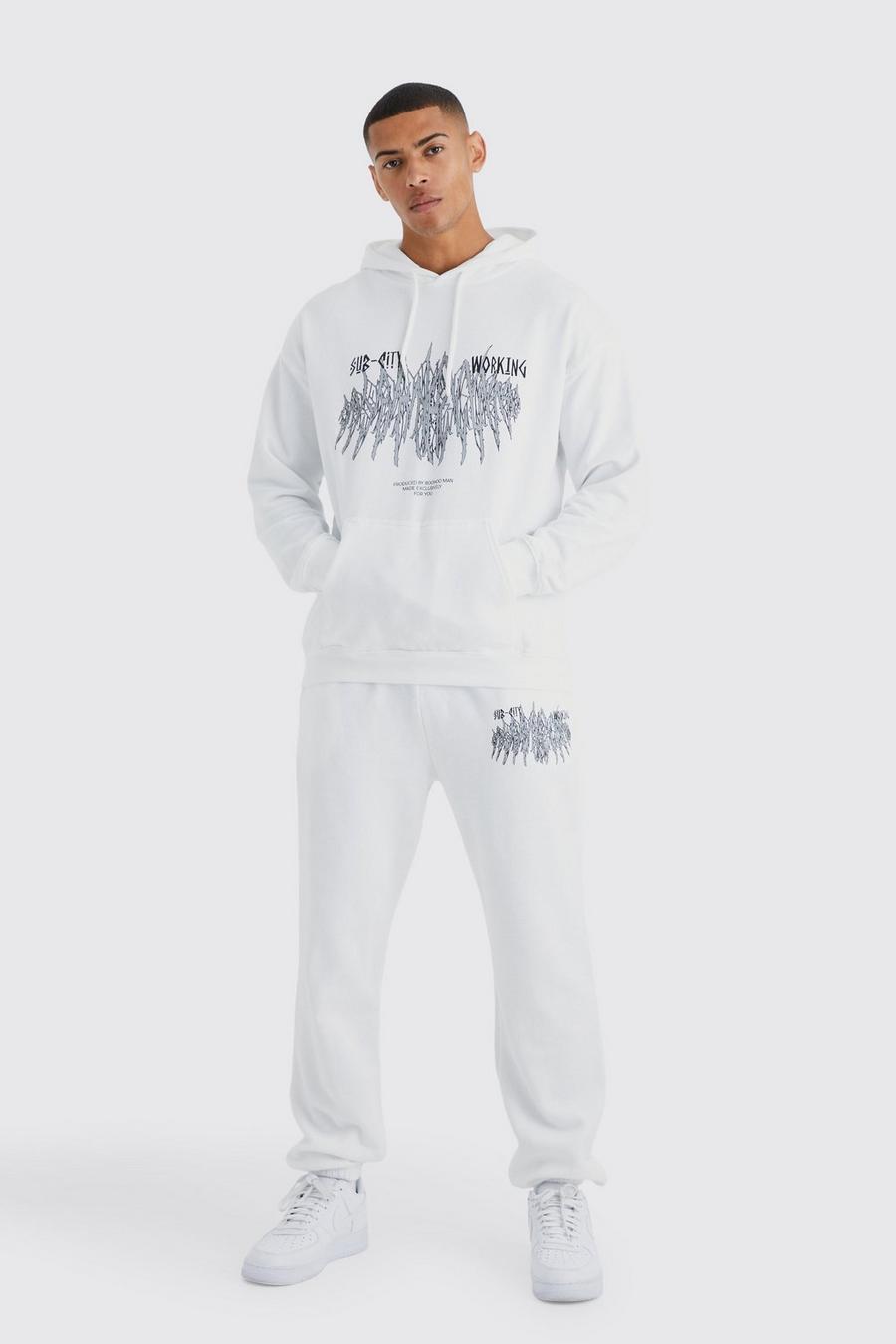 White Sub City Graphic Hooded Tracksuit