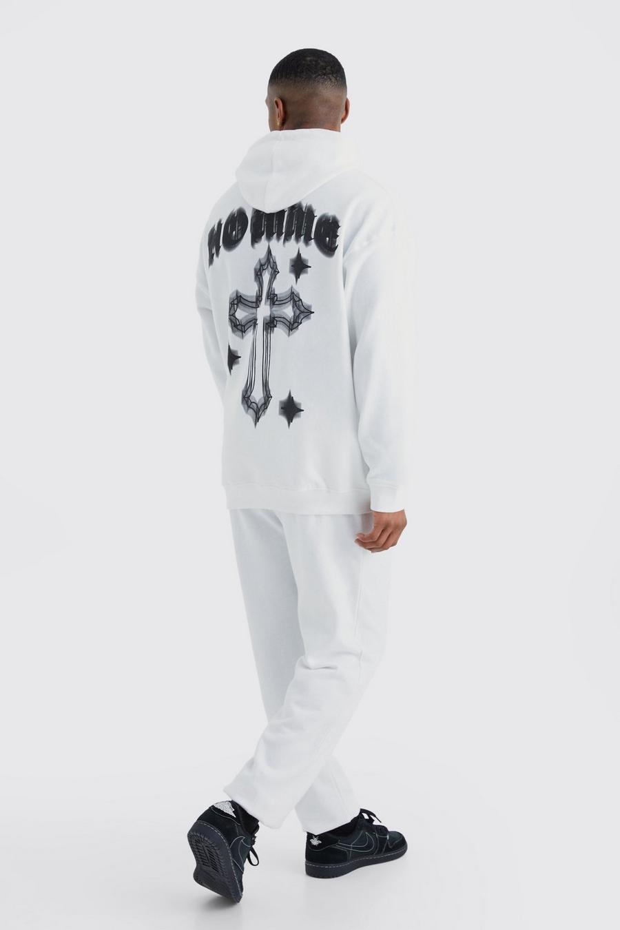 White Homme Graphic Hooded Tracksuit image number 1