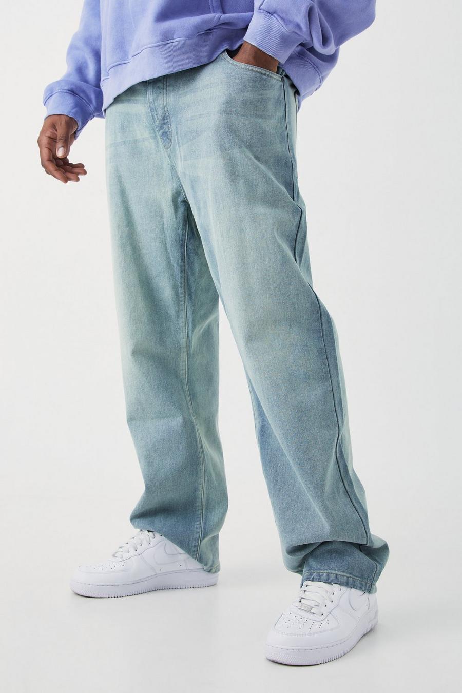 Antique blue Plus Onbewerkte Jeans Met Rechte Pijpen