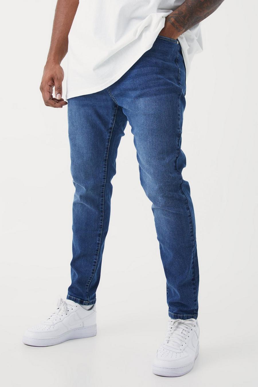 Mid blue blå Plus Skinny jeans med stretch