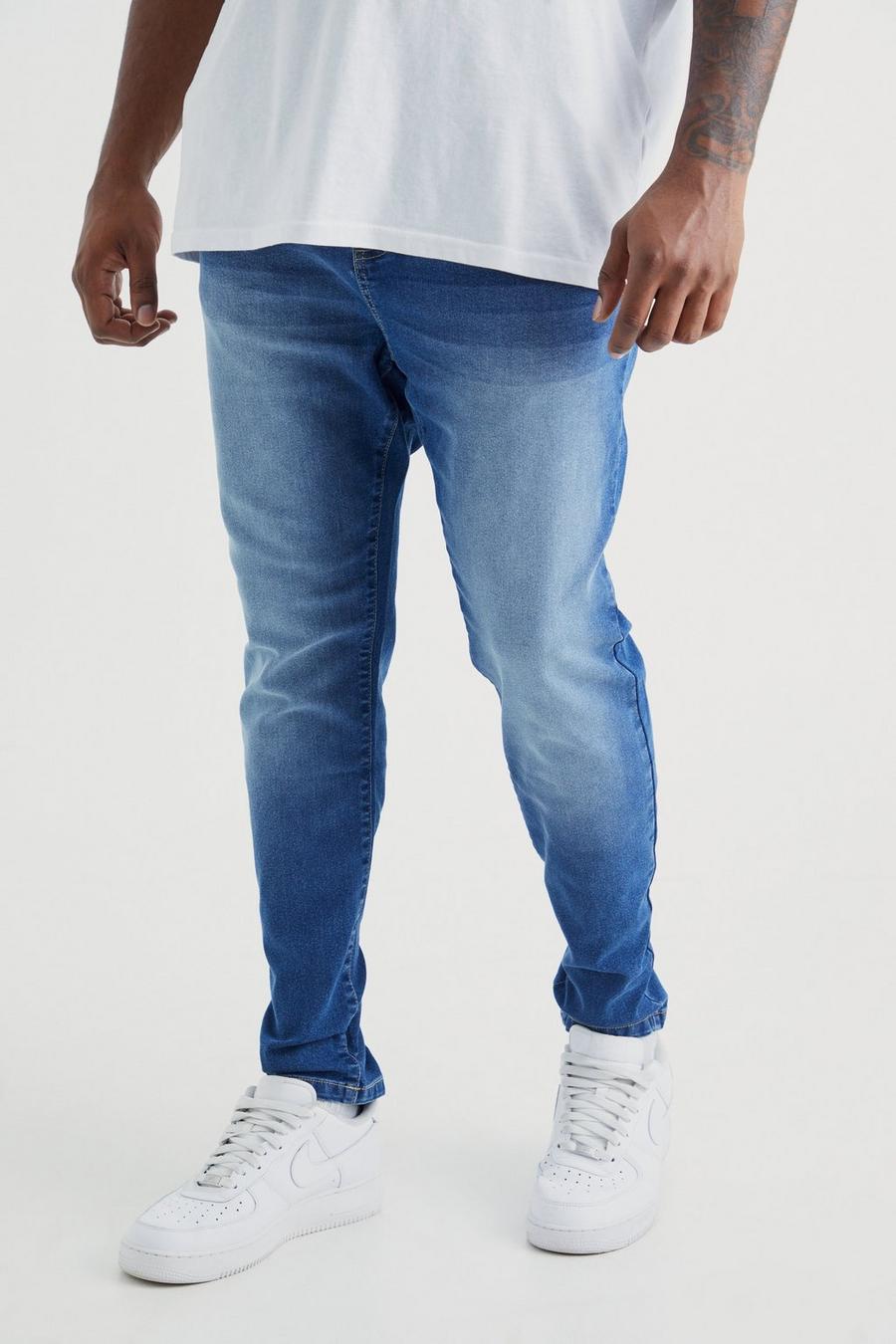 Mid blue Bershka Blå stentvättade superskinny jeans