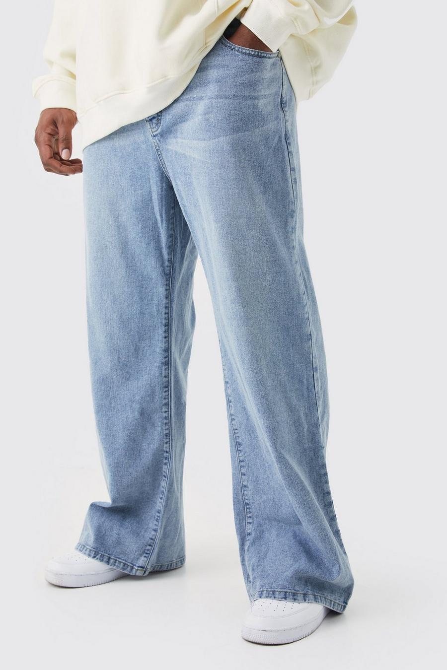 Light blue Plus Relaxed Rigid Flare Jean