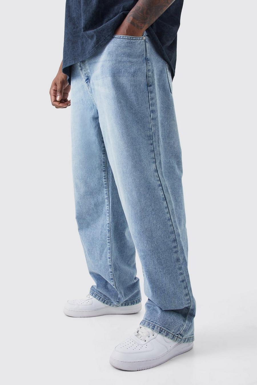 Light blue Plus Onbewerkte Baggy Jeans
