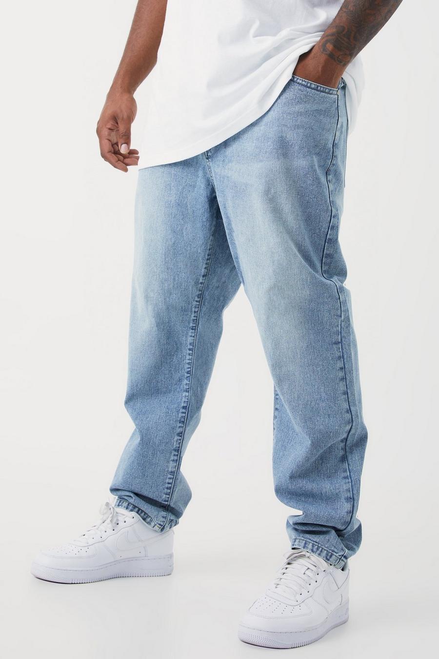 Jeans Plus Size Slim Fit in denim rigido, Light blue