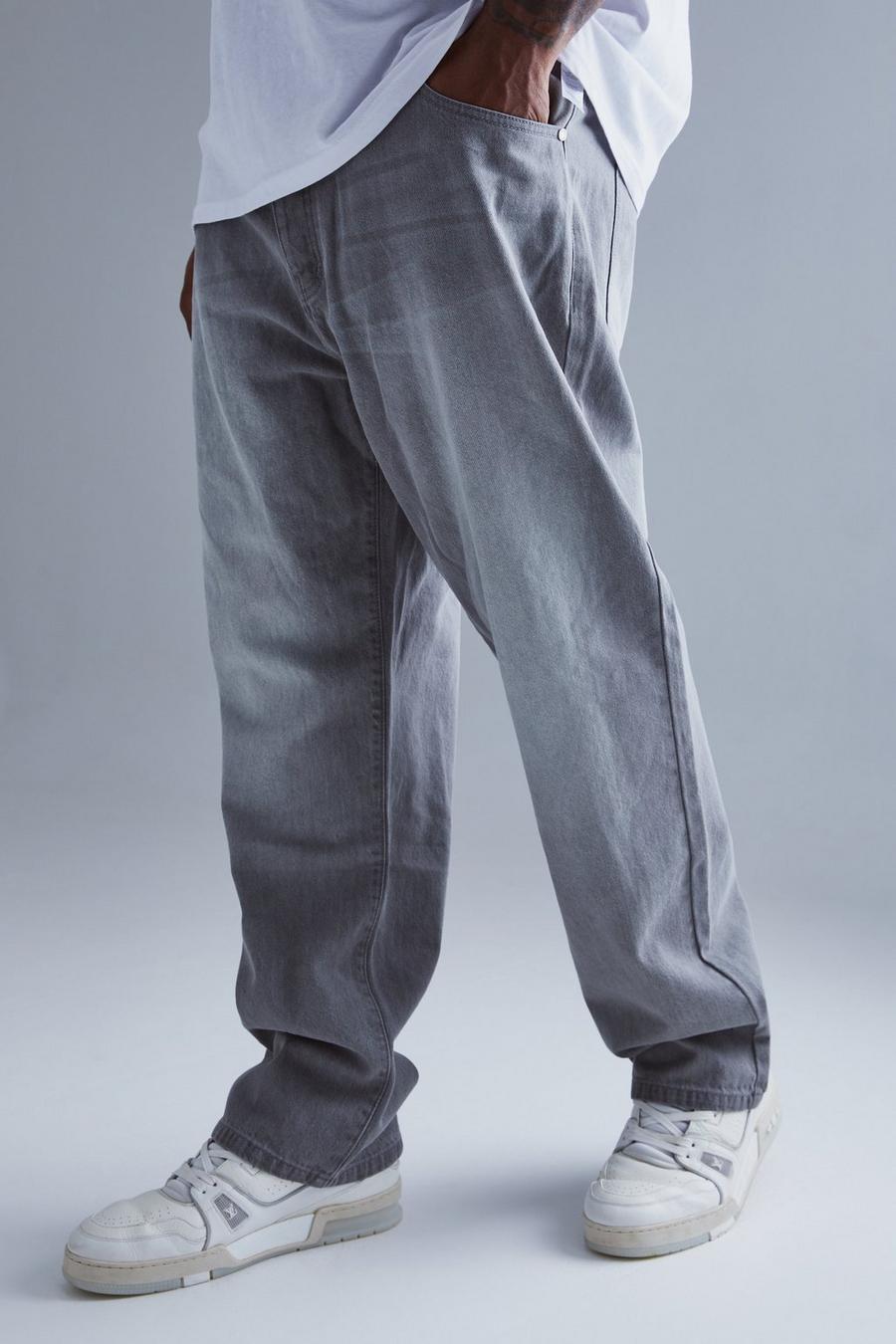 Mid grey Plus Onbewerkte Jeans Met Rechte Pijpen image number 1