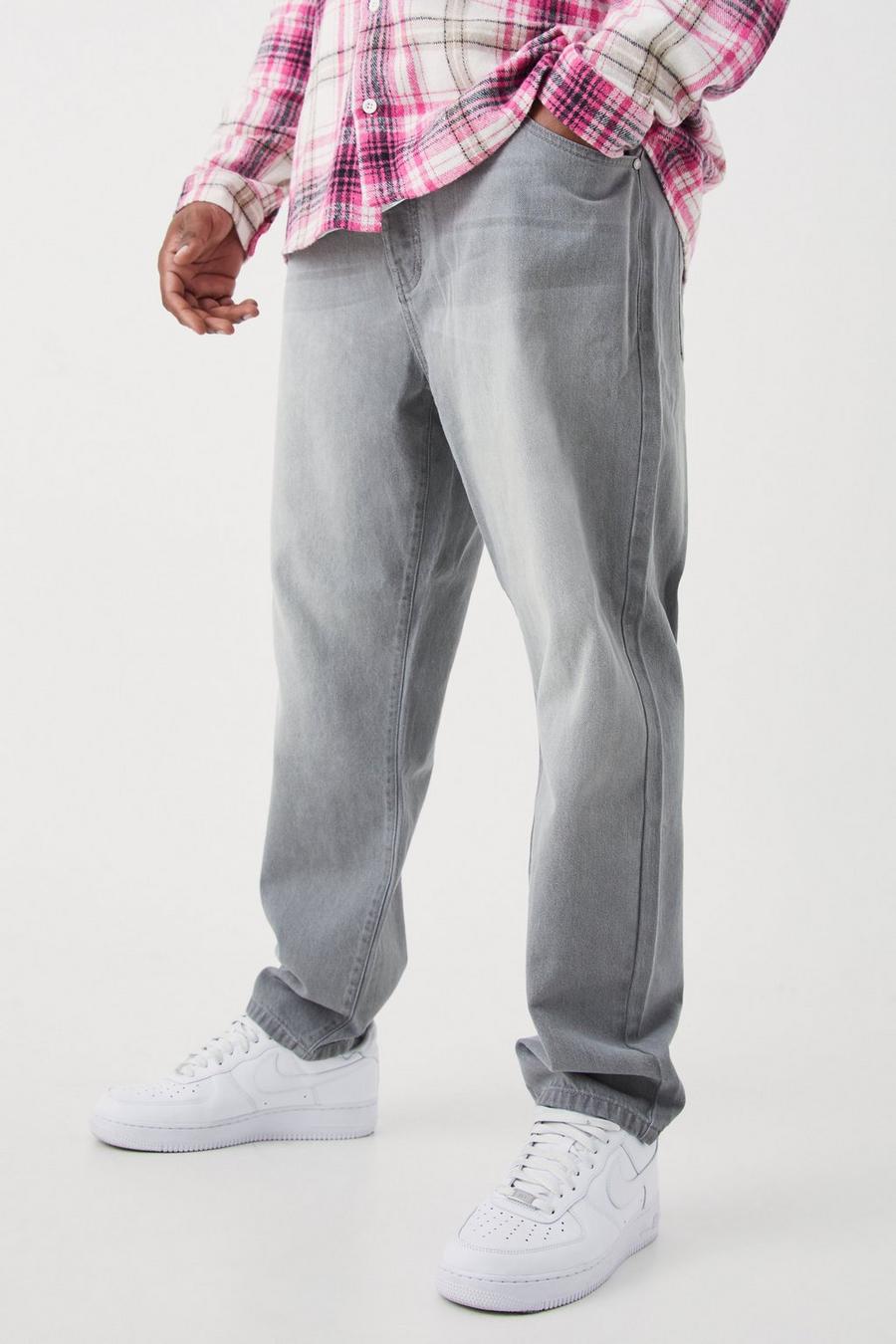 Mid grey Plus Onbewerkte Slim Fit Jeans image number 1