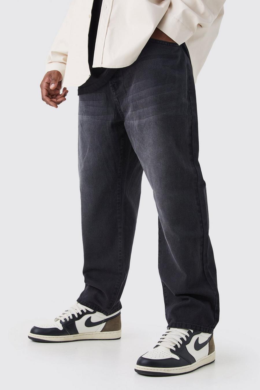Jeans Plus Size affusolati in denim rigido, Washed black image number 1