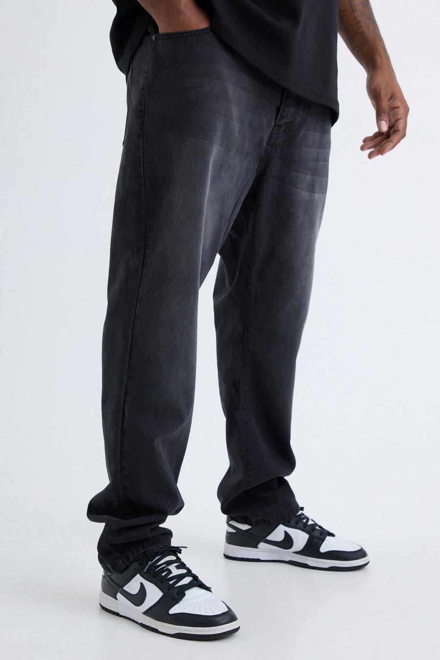 Jeans Plus Size Slim Fit in denim rigido, Washed black