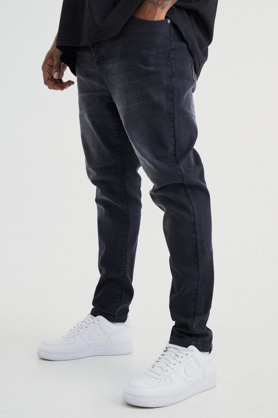 Washed black Plus Super skinny jeans med stretch image number 1
