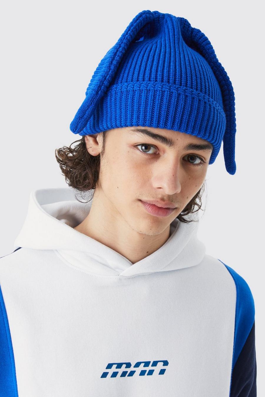 Blue Long Ear Knit Beanie image number 1