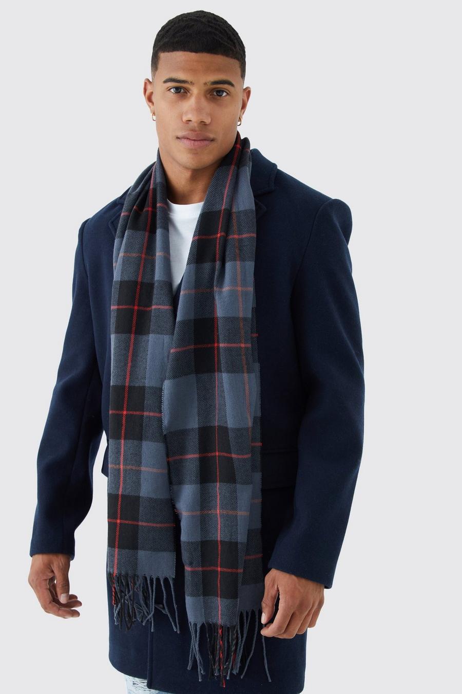 Charcoal grey Check Scarf