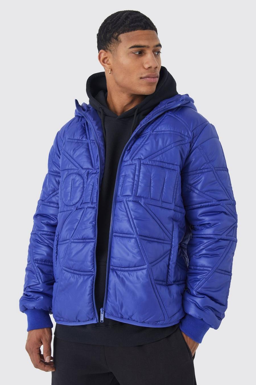 Blue Homme Quilted Puffer With Hood image number 1
