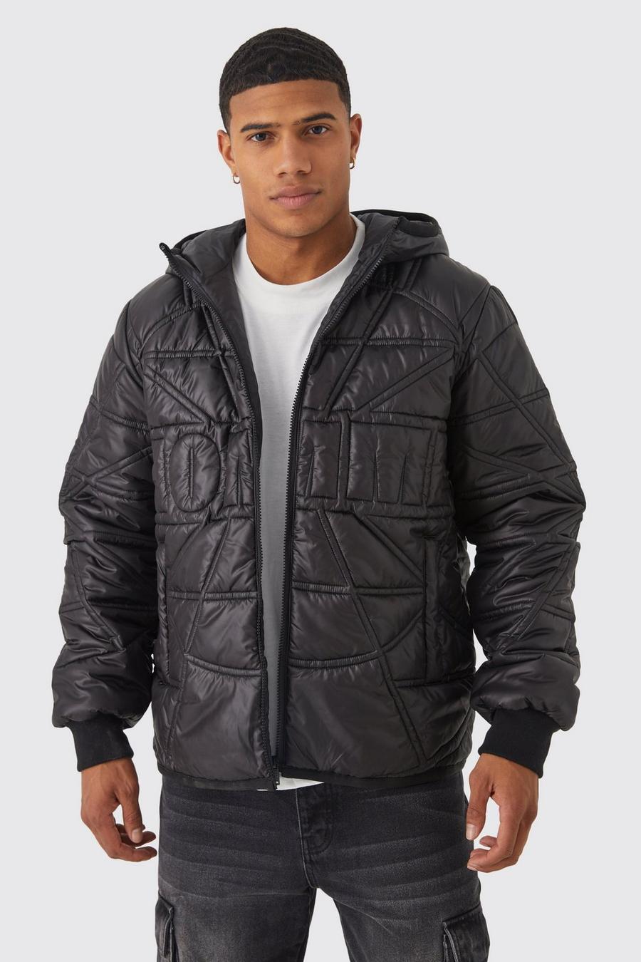 Black Homme Quilted Puffer With Hood image number 1