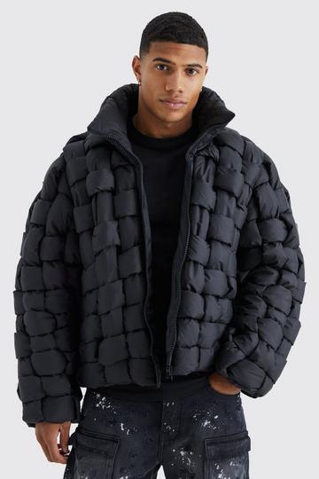 Hand Weft Nylon Puffer in Black black