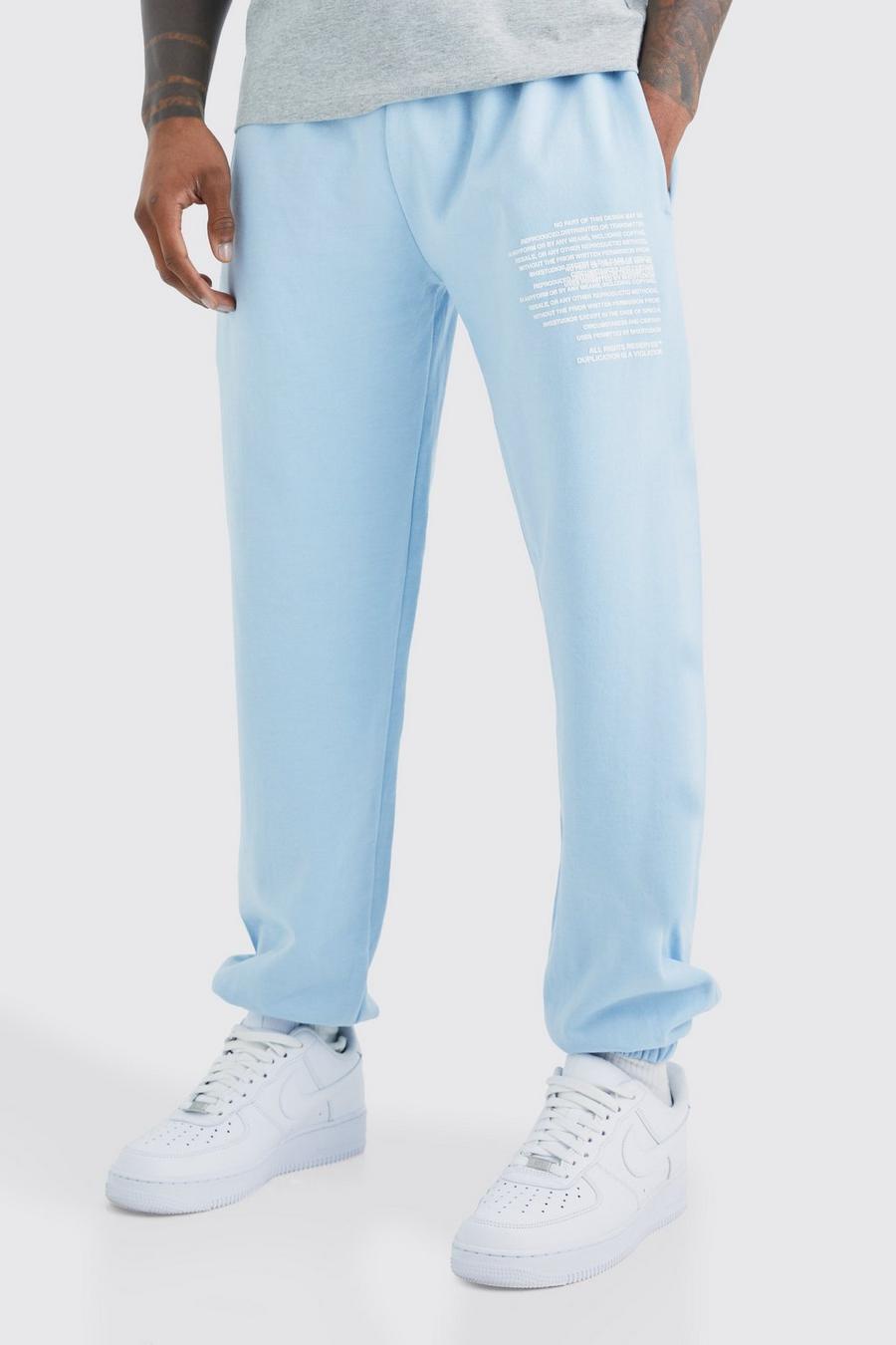 Pantalón deportivo con estampado gráfico de texto, Light blue image number 1