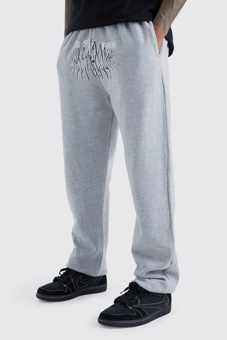 Pantalón deportivo con estampado gráfico de ciudad secundaria, Grey marl