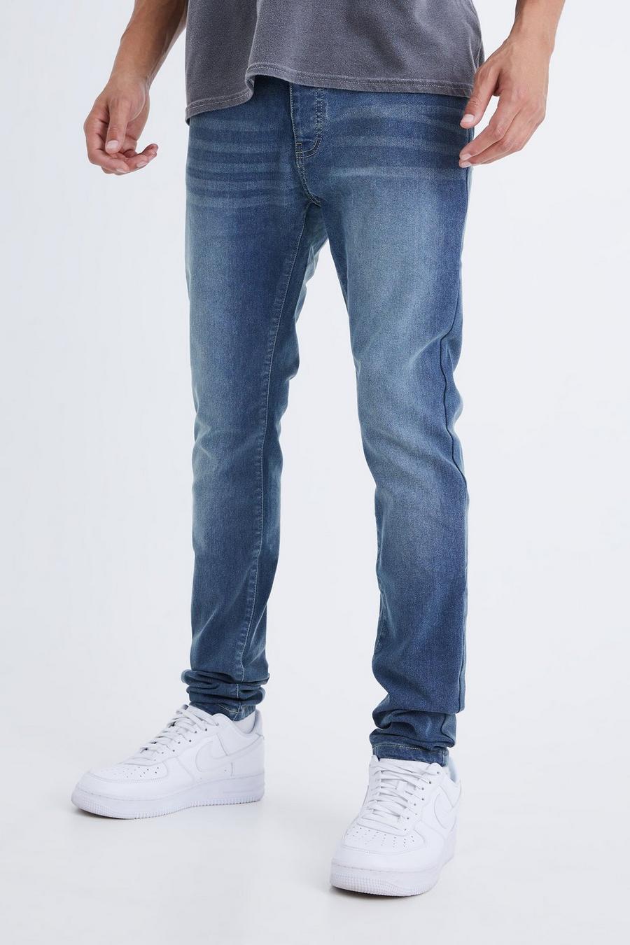 Vintage blue Tall Skinny jeans med stretch image number 1