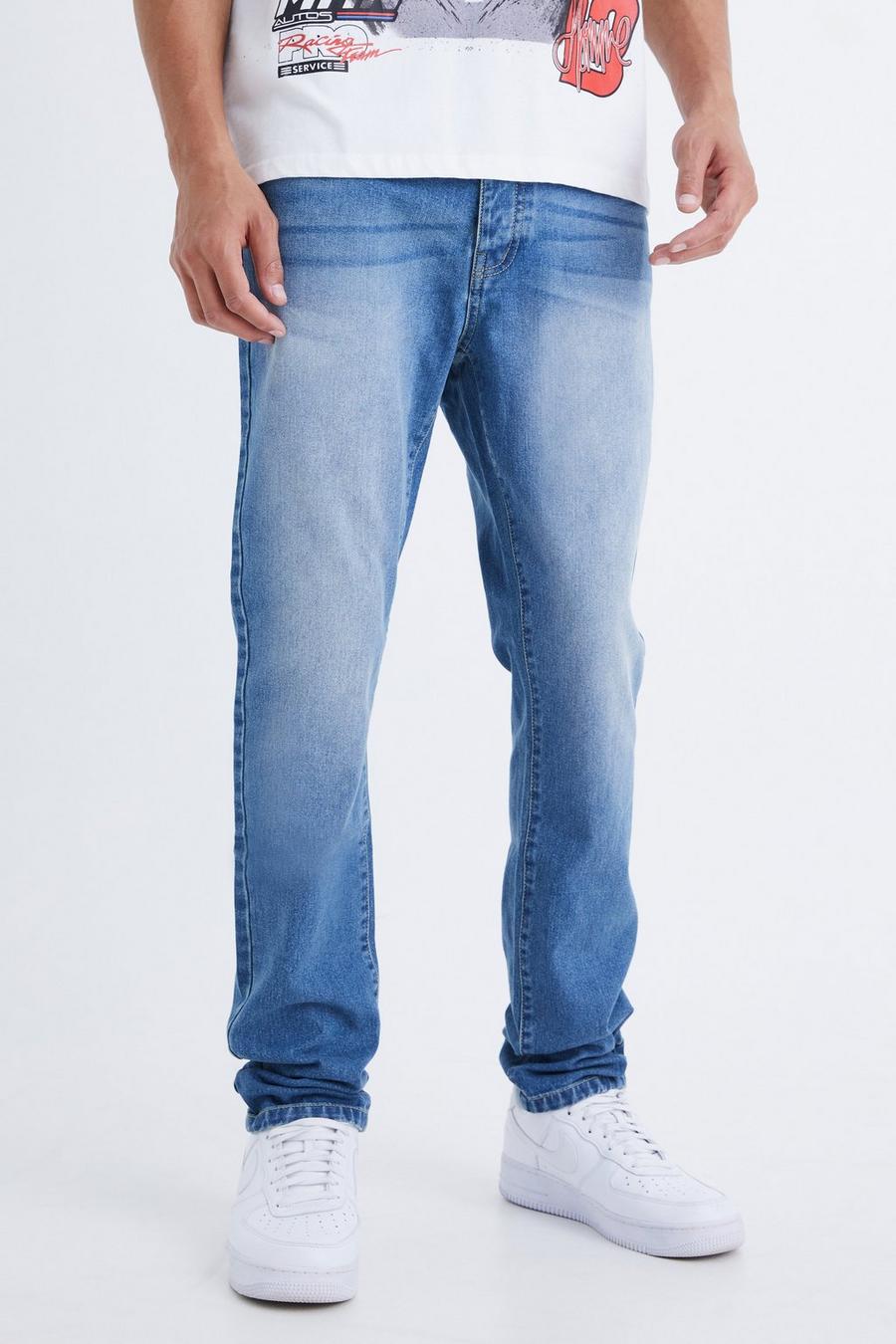 Jeans Tall Slim Fit in denim rigido, Mid blue