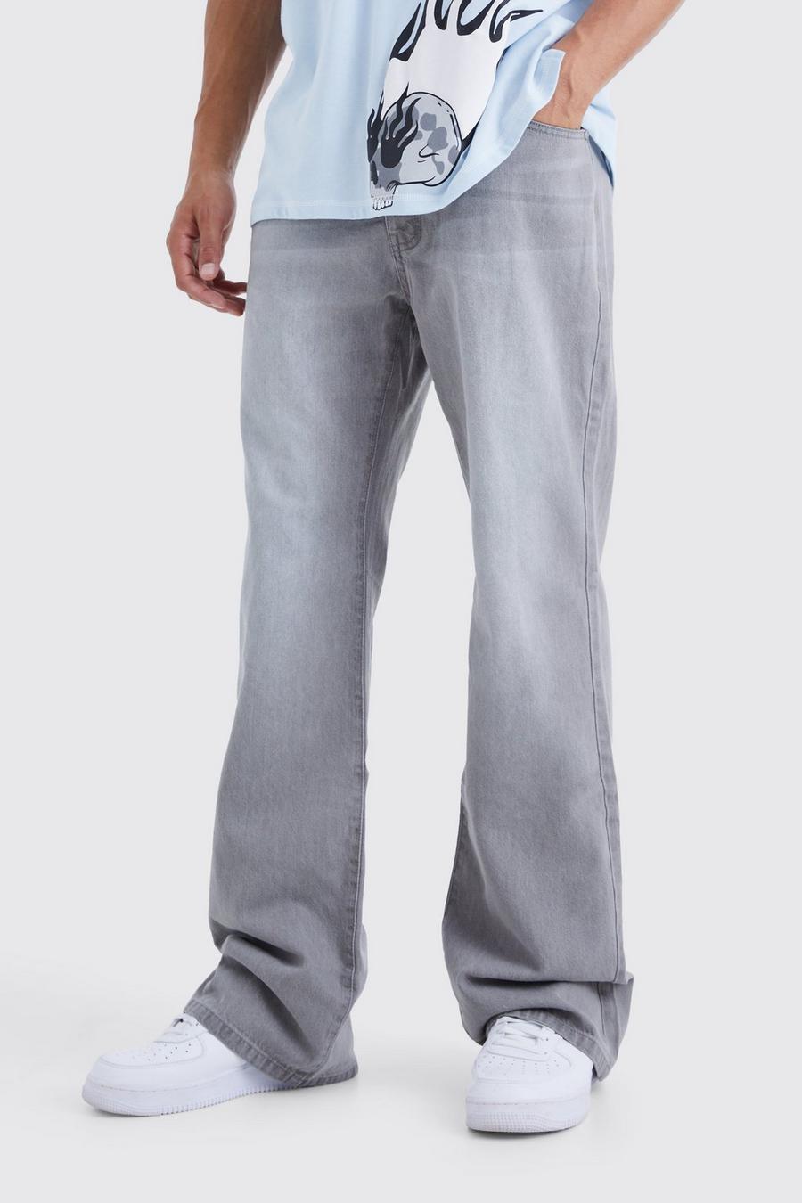 Mid grey grå Tall Flare jeans med ledig passform