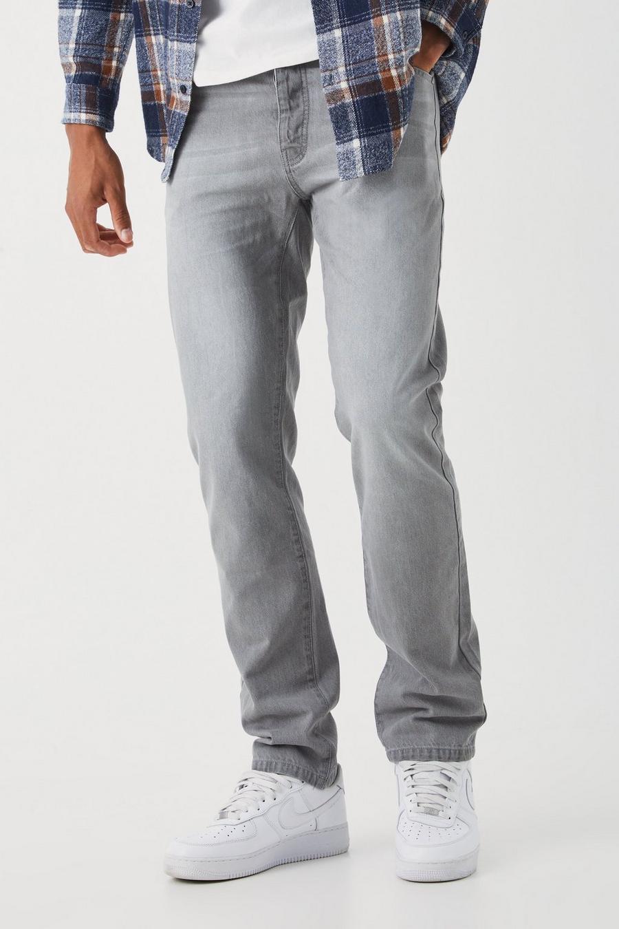 Mid grey Tall Raka jeans i rigid denim