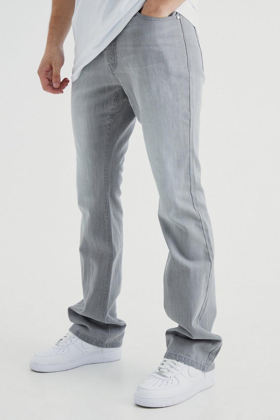 Mid grey gris Tall Slim Rigid Flare Jean