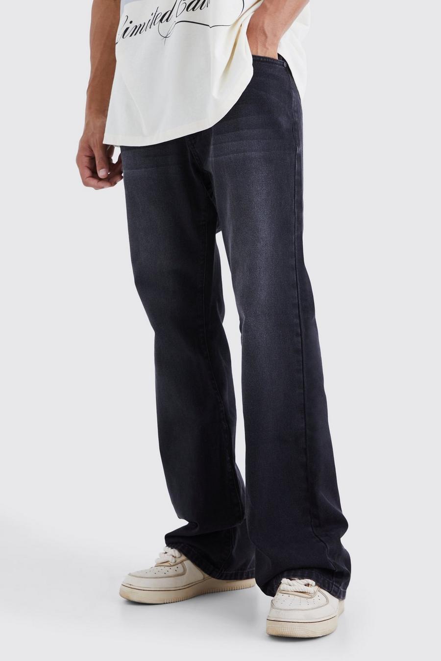 Washed black Tall Flare jeans med ledig passform